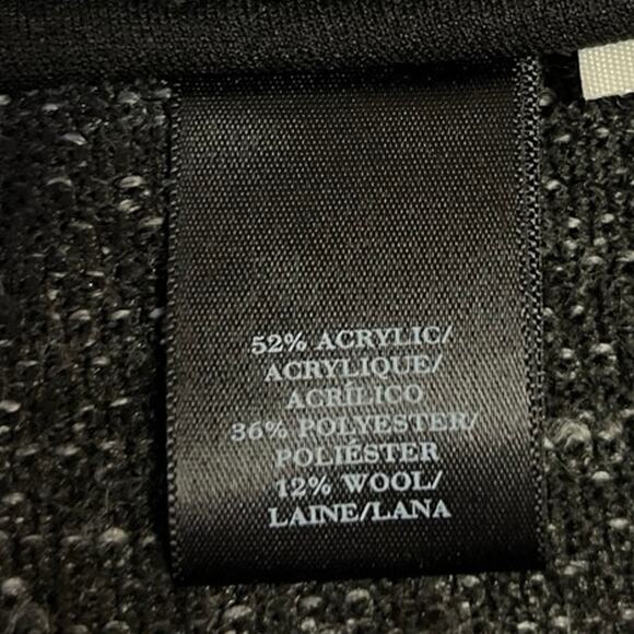 Ann Taylor Black Wool Boucle Knit Open Front Draped Cardigan Sweater Top Size S - Picture 4 of 4